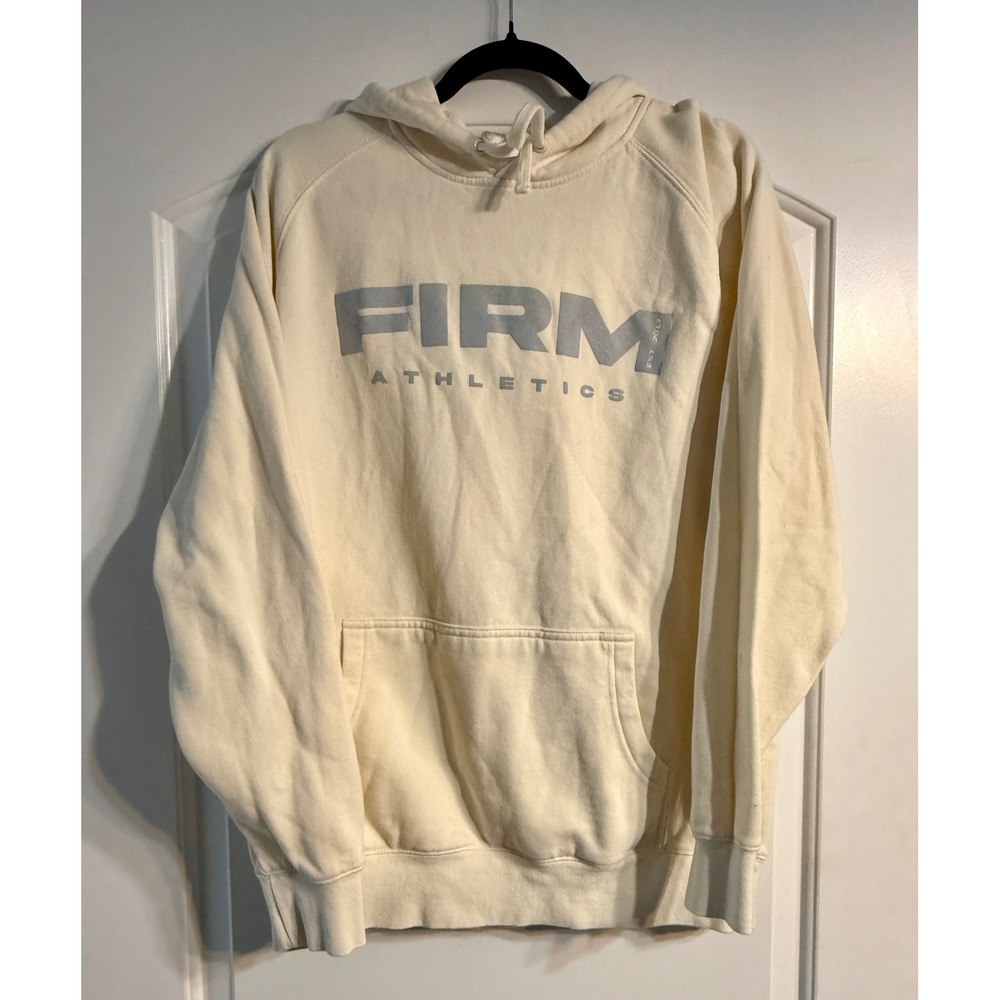 AS Colour Firm Athletics Hoodie Mens Large Cream Graphic‎ Pullover